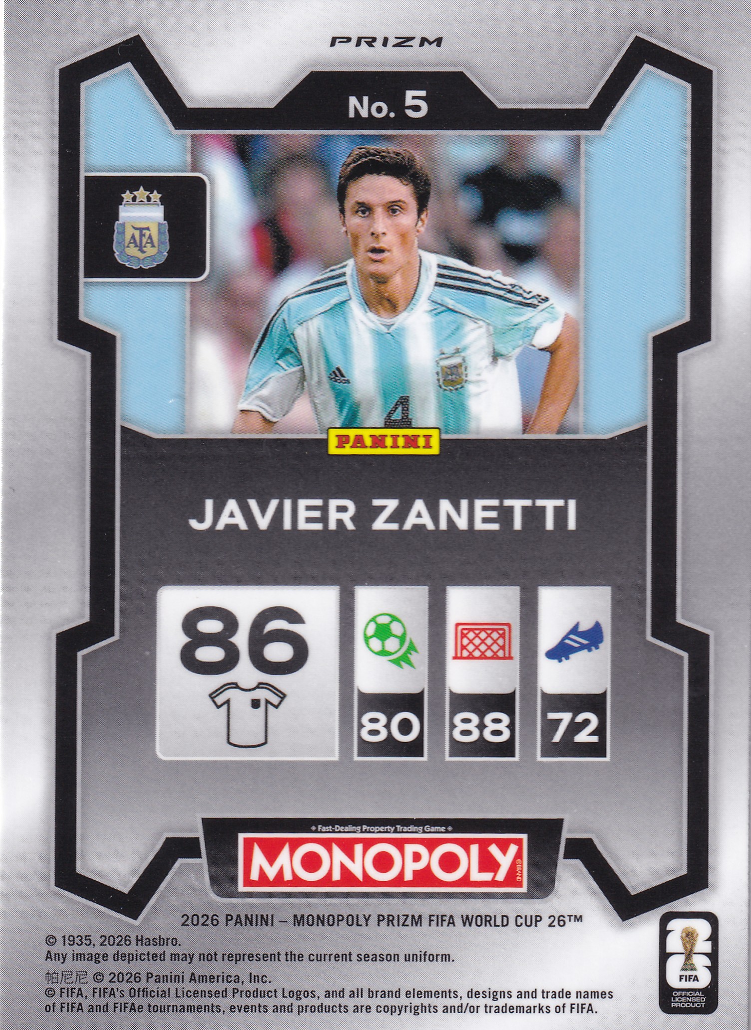 Javier Zanetti Gold Cracked Ice Prizm