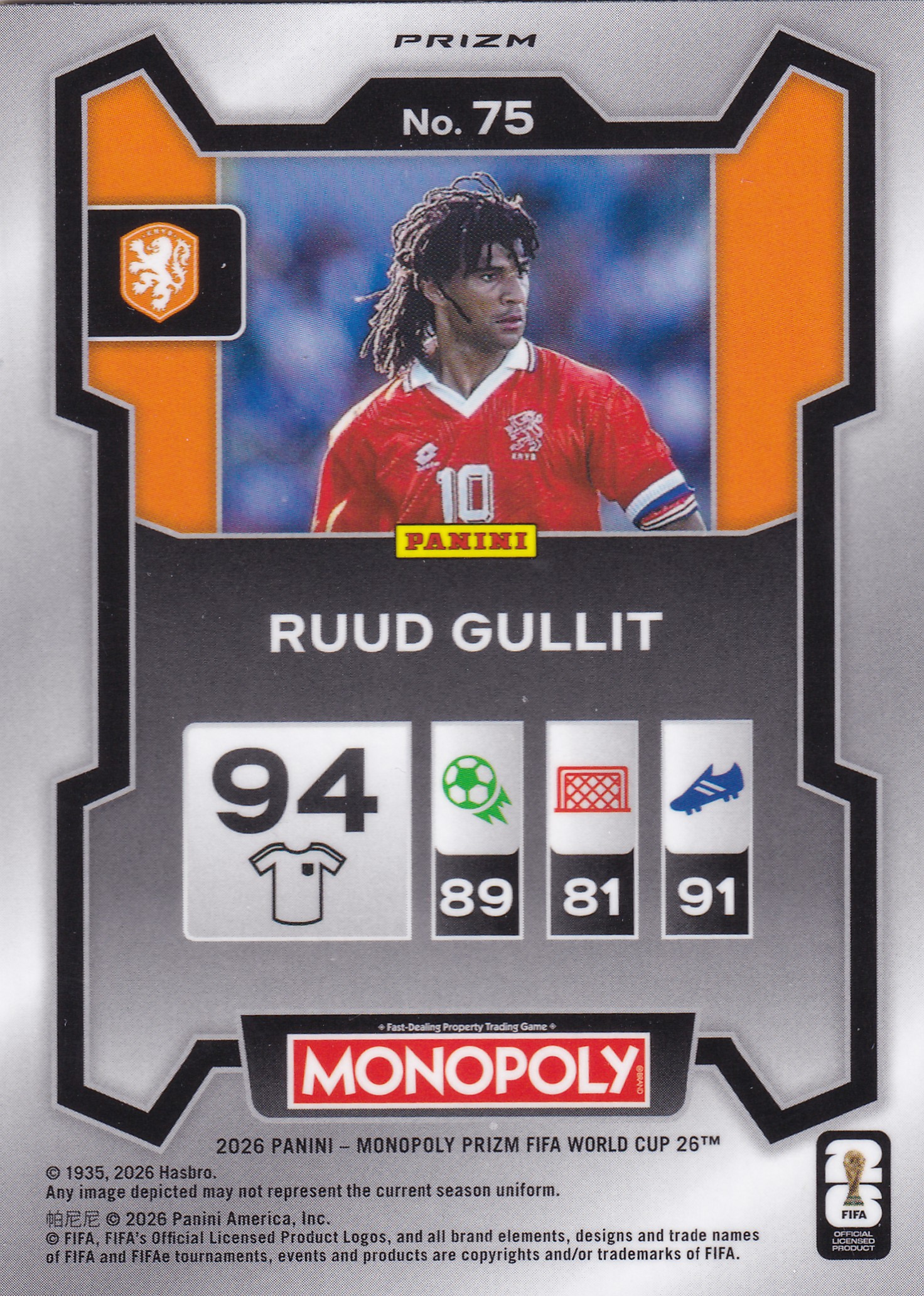 Ruud Gullit Gold Cracked Ice Prizm